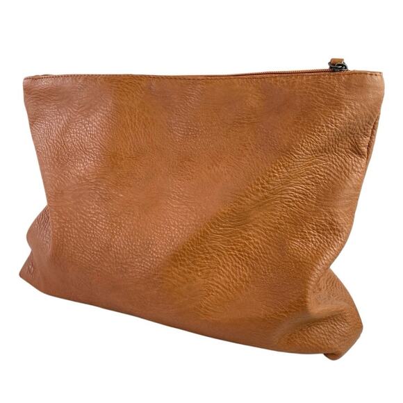 Free People Women's Brown Vegan Faux Leather Zip Closure Clutch Pouch Hand Bag - Picture 3 of 5